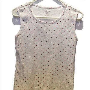 White pink polka dotted t shirt Tee tank top